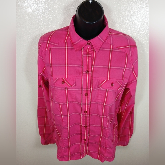 Arc'teryx Women's Melodie Pink Plaid Button Down Shirt size Medium - Picture 3 of 11